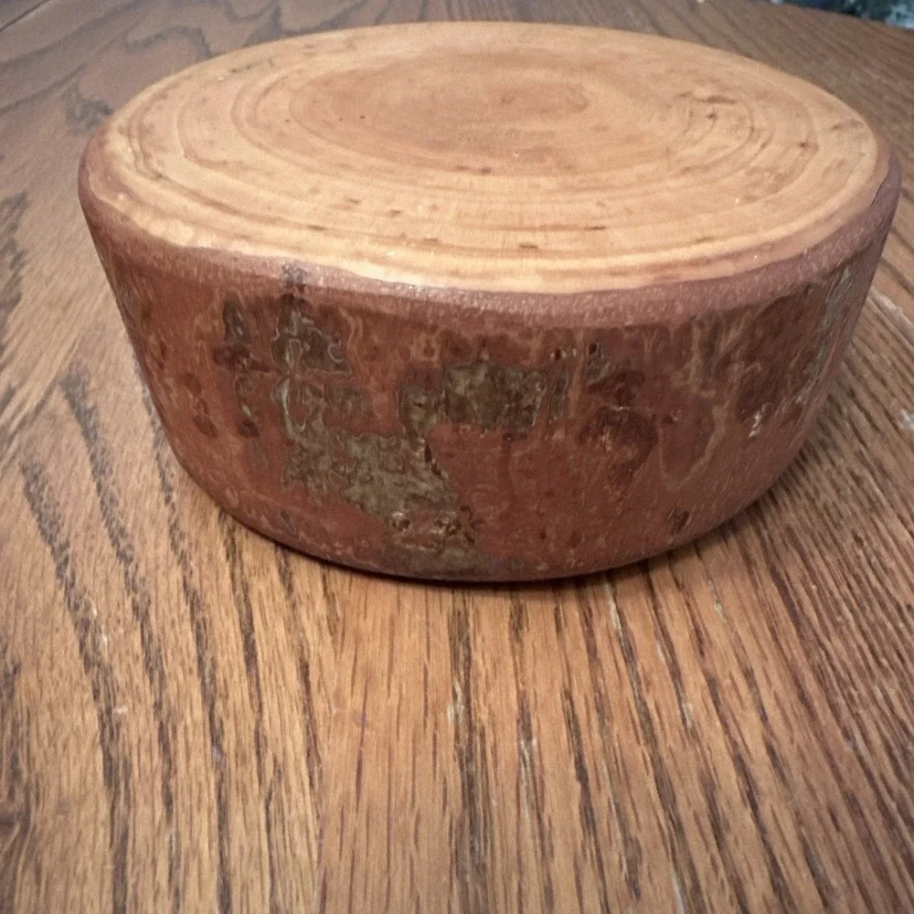 Vintage Live‎ Edge Wood Hand Made Turned Bowl Brown Excellent Rustic Bark Trim